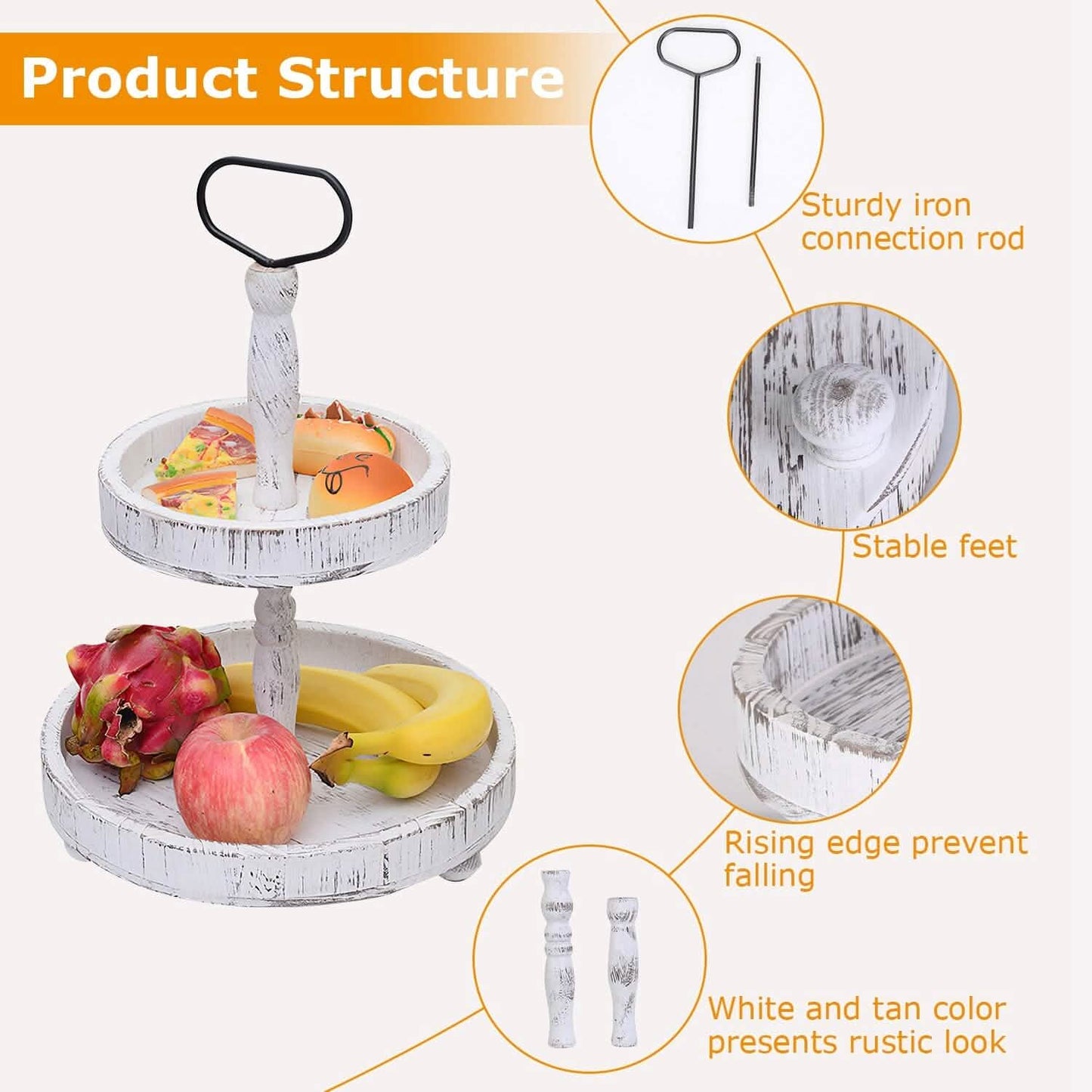 2-Tier Serving Tray Round Farmhouse Kitchen