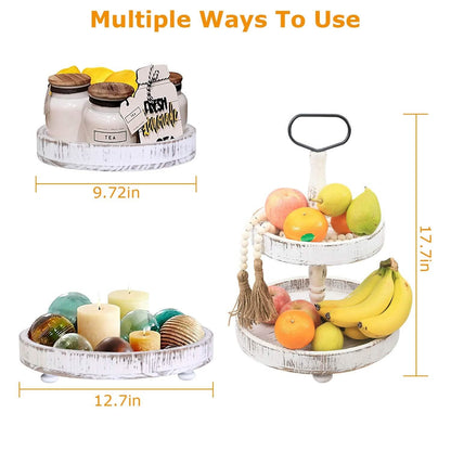 2-Tier Serving Tray Round Farmhouse Kitchen