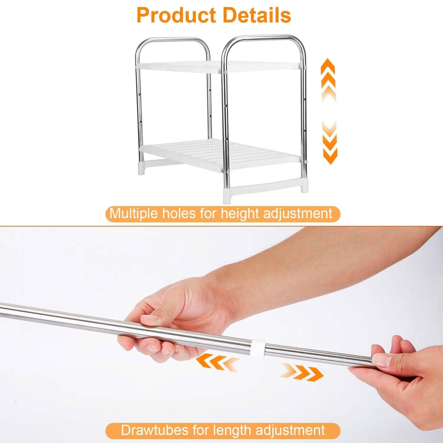 2-Tier Under Sink Organizer Retractable Kitchen Rack Holder