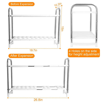 2-Tier Under Sink Organizer Retractable Kitchen Rack Holder