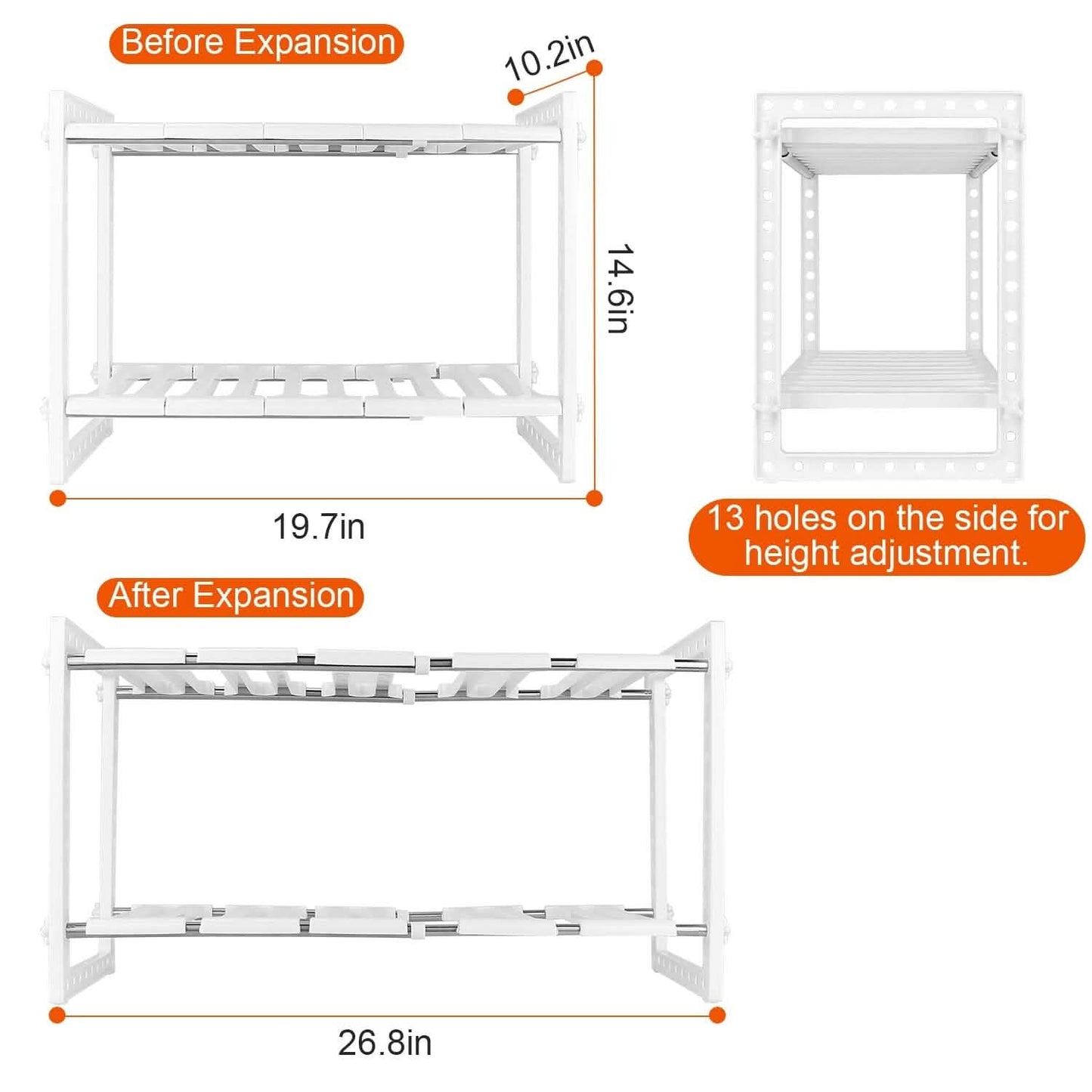 2-Tier Under Sink Organizer Retractable Space Saving Storage