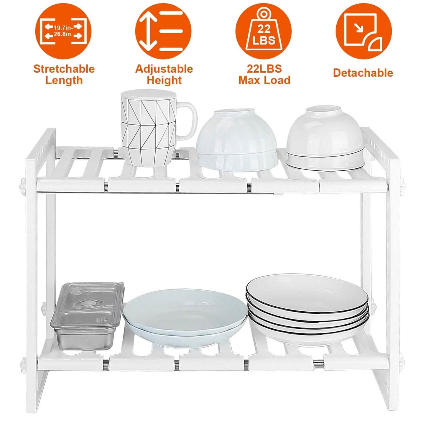 2-Tier Under Sink Organizer Retractable Space Saving Storage