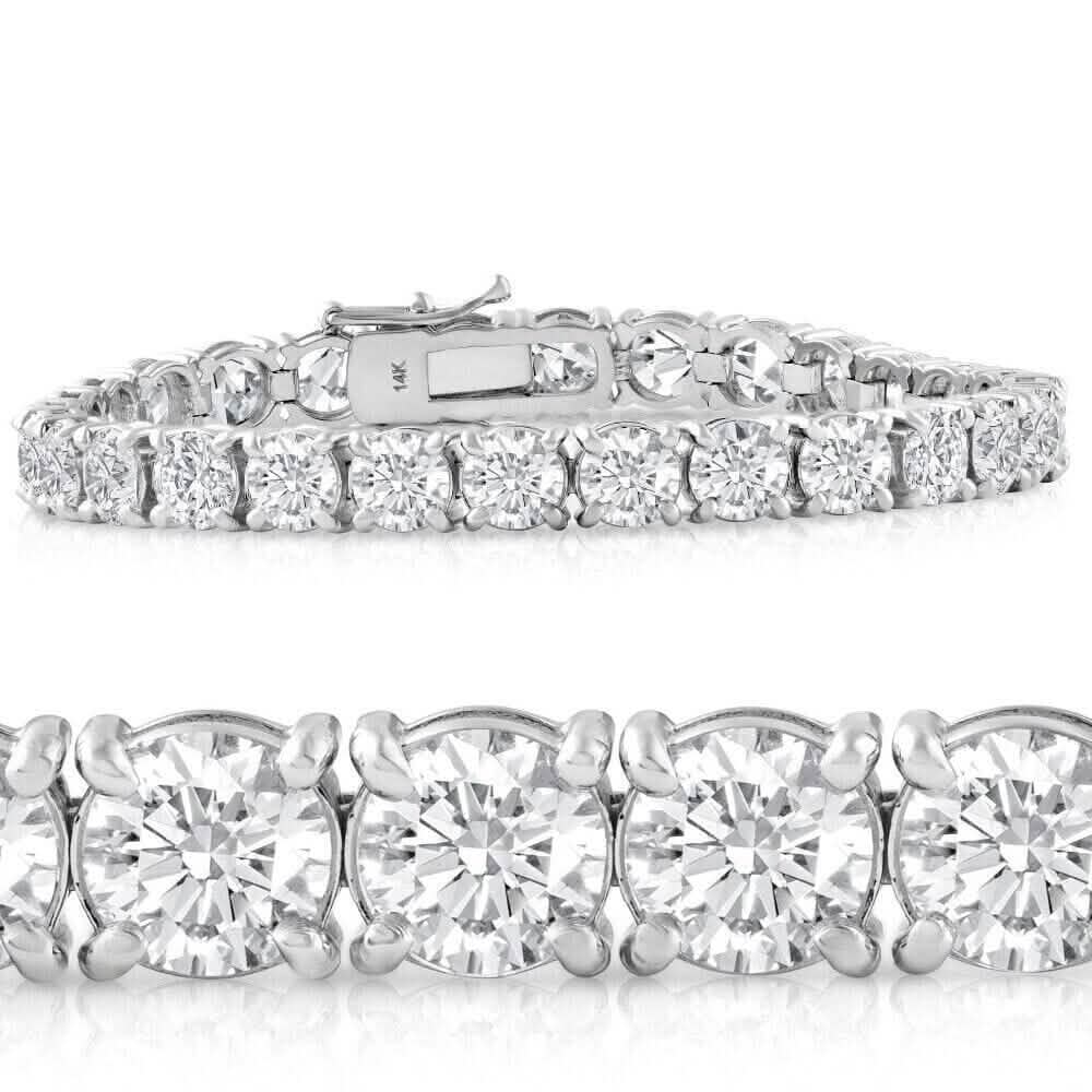 20 Ct Simulated Diamond Tennis Bracelet 14k White Gold 7"