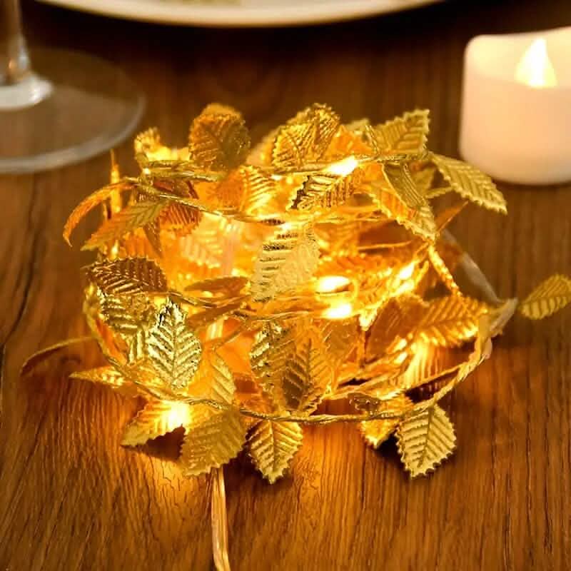 20 LED Golden Leaf Fairy Lights