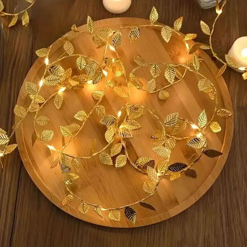 20 LED Golden Leaf Fairy Lights