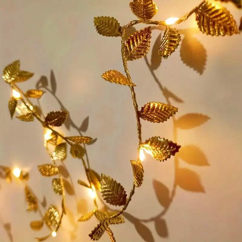 20 LED Golden Leaf Fairy Lights