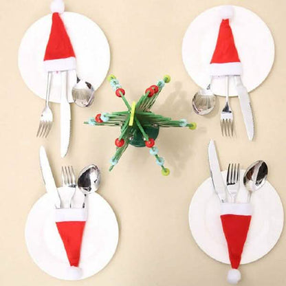 20-Piece: Christmas Santa Hat Silverware Storage Bag