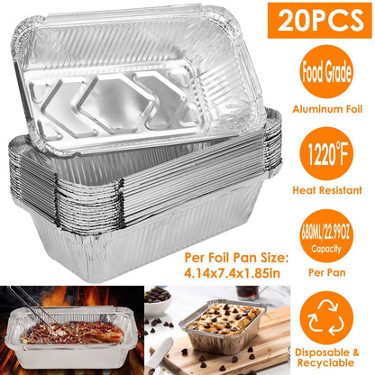 20-Piece: Disposable Aluminum Foil Pans