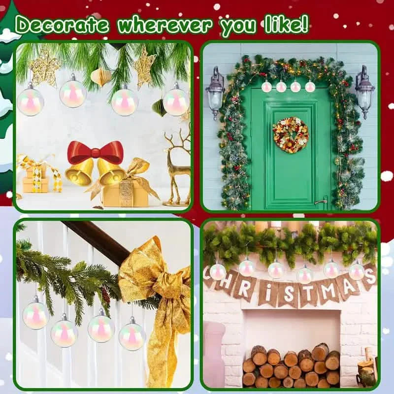 20-Pieces: Clear Iridescent Plastic Ornaments Balls for Crafts
