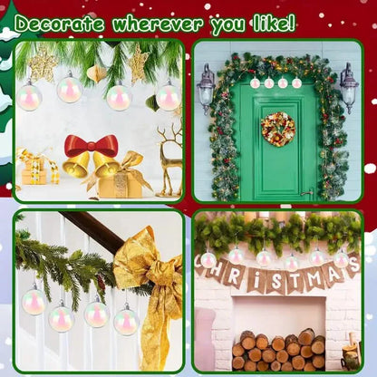 20-Pieces: Clear Iridescent Plastic Ornaments Balls for Crafts