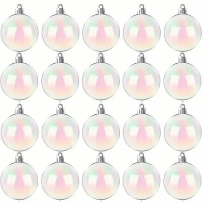 20-Pieces: Clear Iridescent Plastic Ornaments Balls for Crafts