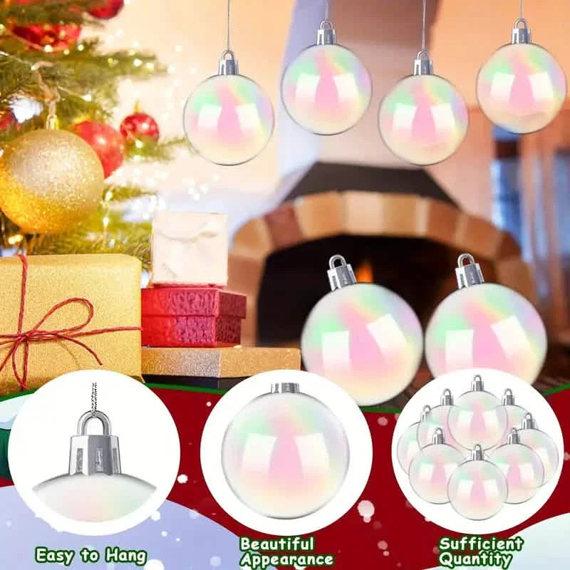 20-Pieces: Clear Iridescent Plastic Ornaments Balls for Crafts