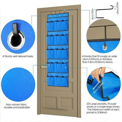 20 Pocket: Over the Door Shoe Rack Organizer