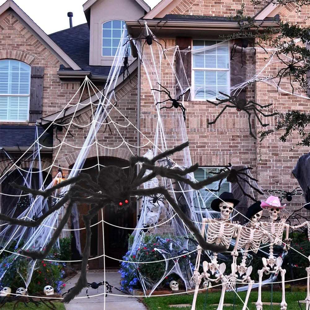 200" Halloween Spider Web and 59" Giant Spider Decoration