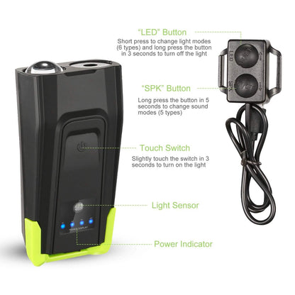 20000LM Bike Front Light with 120dB Loud Horn