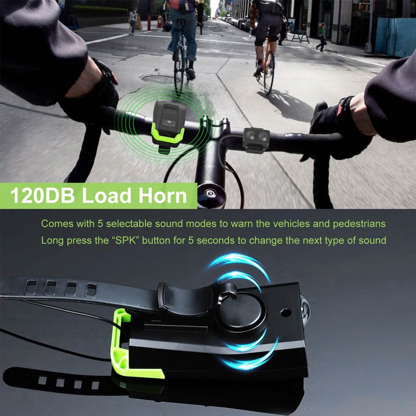 20000LM Bike Front Light with 120dB Loud Horn