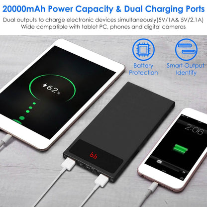 20,000mAh Power Bank Ultra-thin External Battery Pack