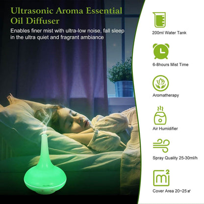 200ml Cool Mist Humidifier Ultrasonic Aroma Essential