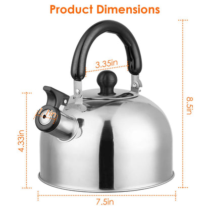 2.1 Quarts Stainless Steel Whistling Tea Kettle Stovetop Induction Gas Teapot