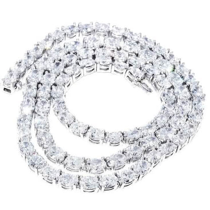 21.25CT Lab Grown Oval Diamond Graduated Tennis Necklace Platinum & 14K
