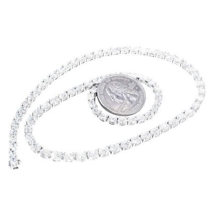 21.25CT Lab Grown Oval Diamond Graduated Tennis Necklace Platinum & 14K