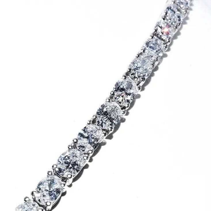 21.25CT Lab Grown Oval Diamond Graduated Tennis Necklace Platinum & 14K