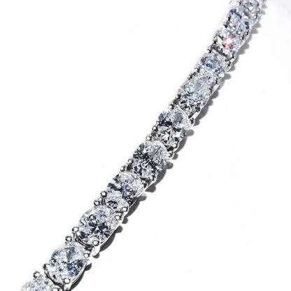 21.25CT Lab Grown Oval Diamond Graduated Tennis Necklace Platinum & 14K
