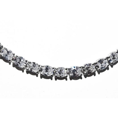 21.25CT Lab Grown Oval Diamond Graduated Tennis Necklace Platinum & 14K