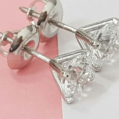 2.15 Ct Diamond Stud Earrings Natural Round Real 14k White Gold Martini F-G/I1