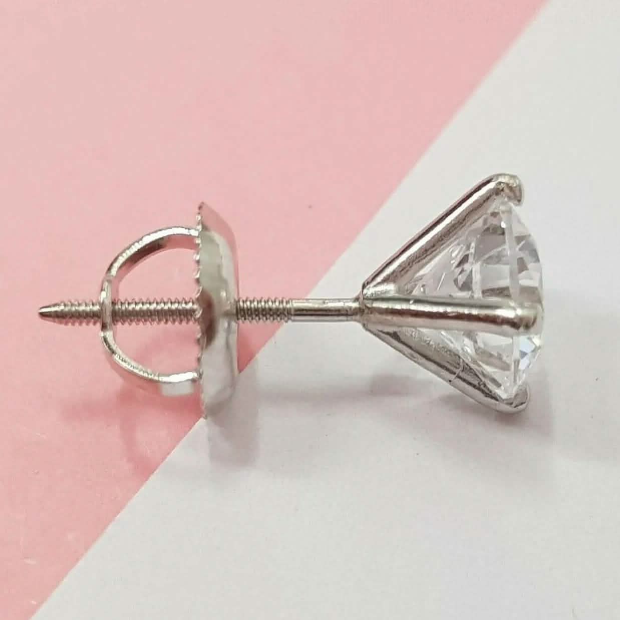 2.15 Ct Diamond Stud Earrings Natural Round Real 14k White Gold Martini F-G/I1