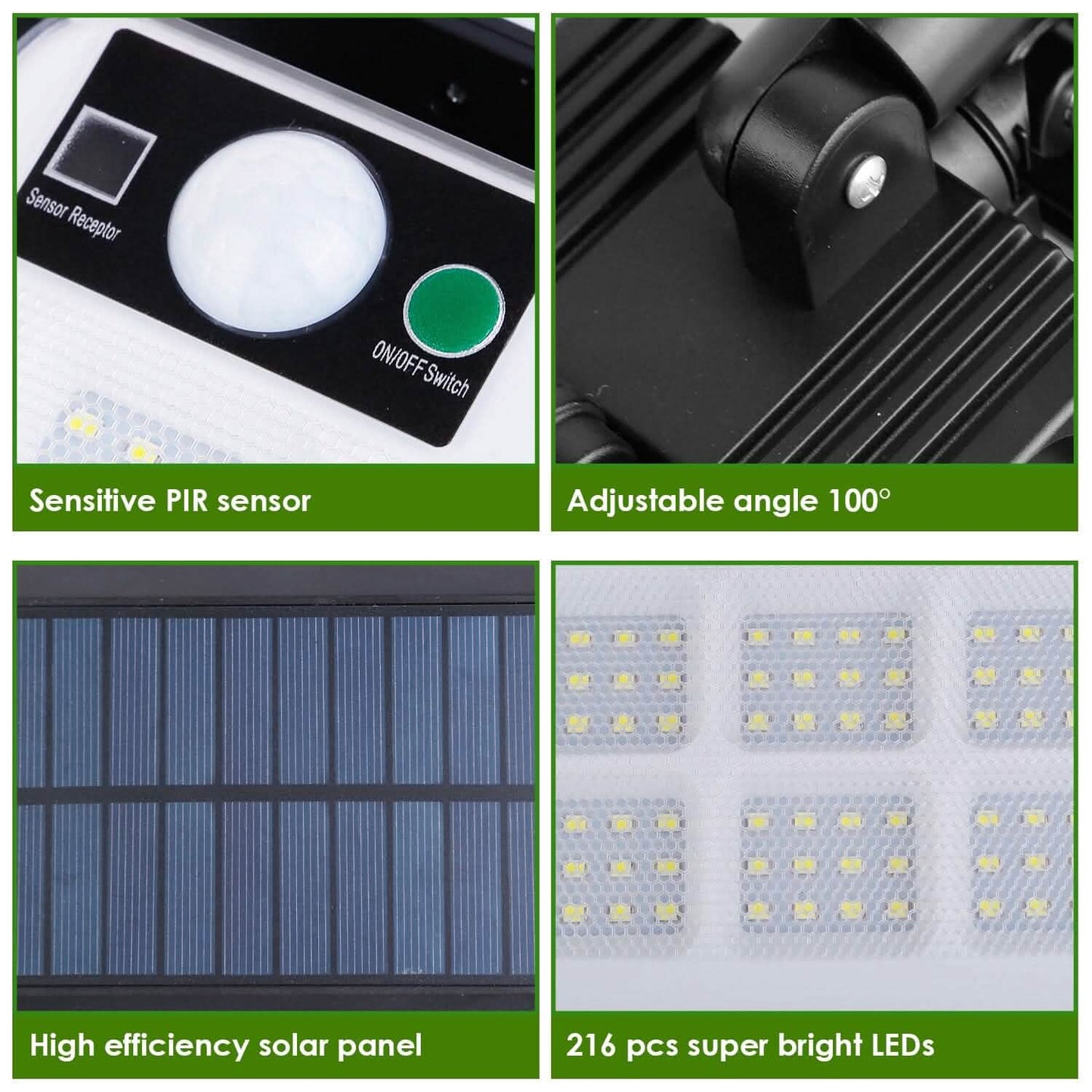 216 LEDs  Solar Outdoor Light Motion Sensor Security Wireless Lamp