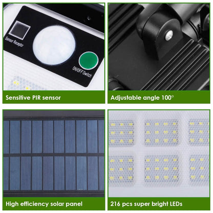 216 LEDs  Solar Outdoor Light Motion Sensor Security Wireless Lamp