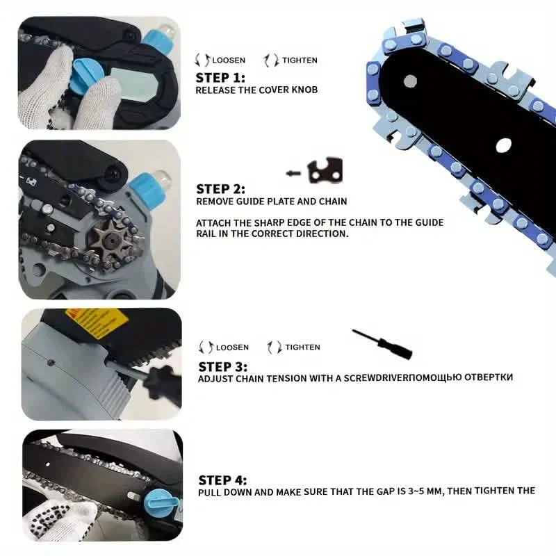 21V 4-6 Inch Cordless Chainsaw Kit with Built-in Lubrication, Battery and Charger