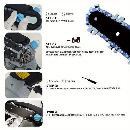 21V 4-6 Inch Cordless Chainsaw Kit with Built-in Lubrication, Battery and Charger
