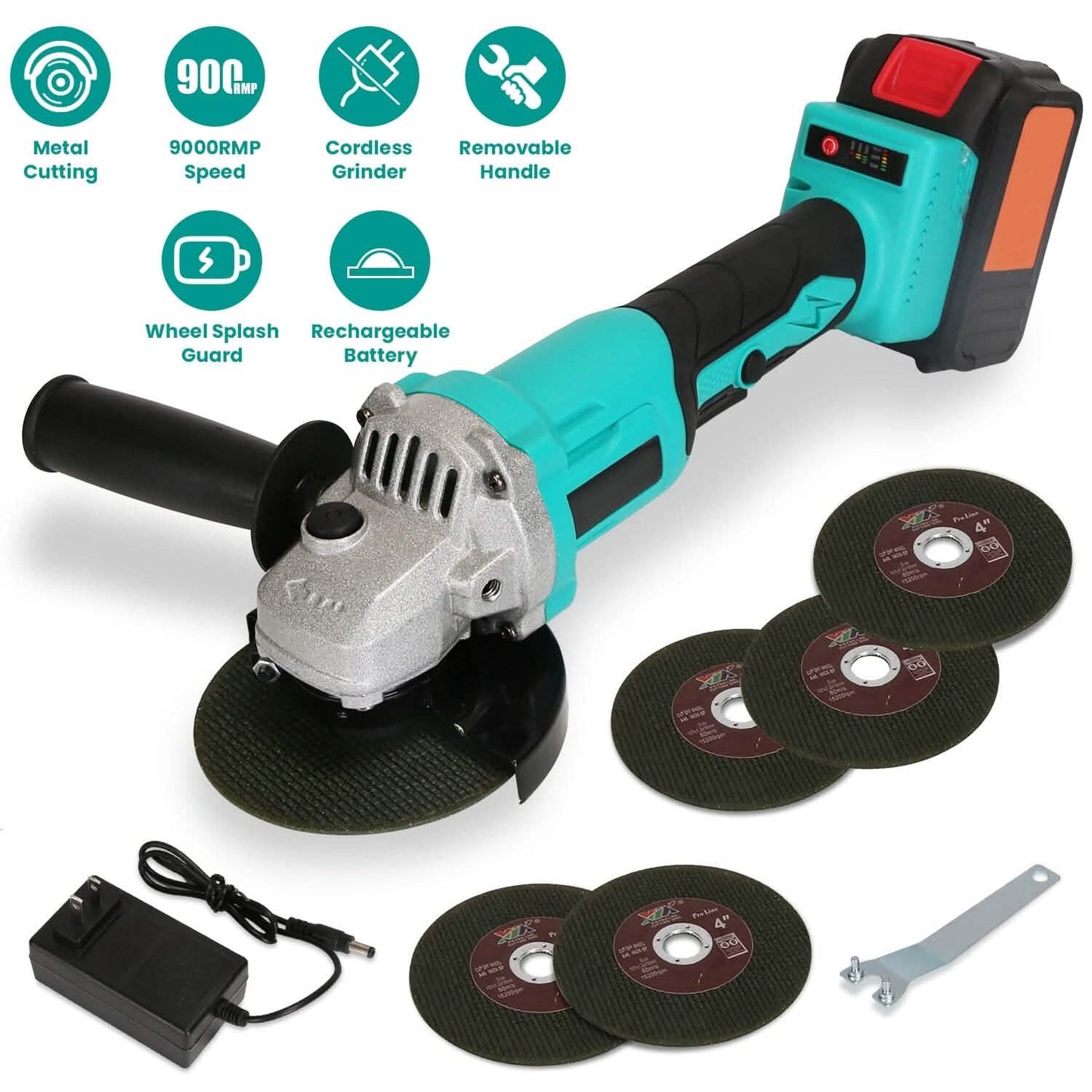 21V Cordless Angle Grinder Kit with Brushless Motor