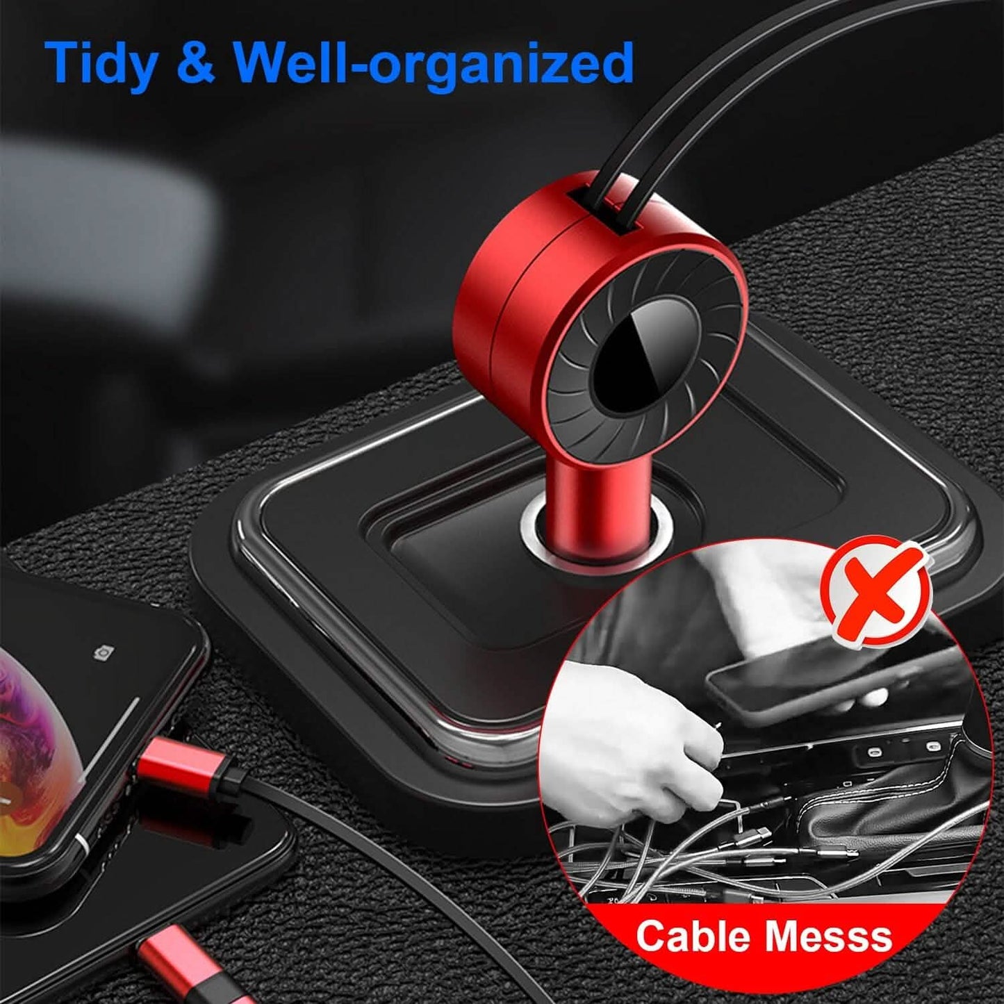 21W 3-in-1 Retractable Car Phone Charger