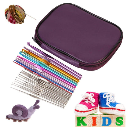 22-Piece: Aluminum Multi-Color Crochet Hook Needles