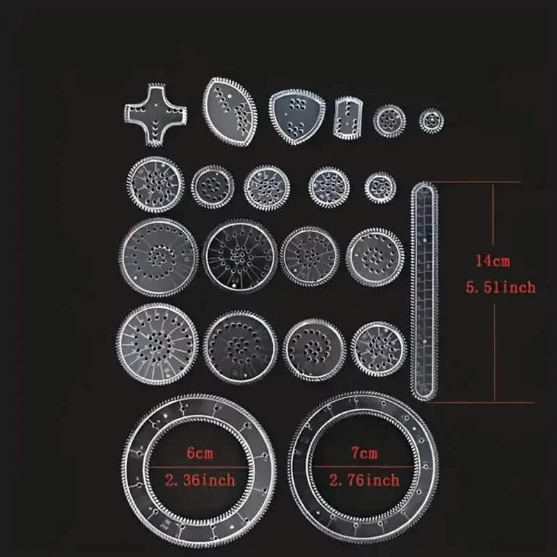 22-Pieces: Transparent Magic Template to Create Stunning Spiral Diagrams