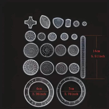 22-Pieces: Transparent Magic Template to Create Stunning Spiral Diagrams