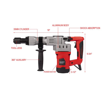 2200W Electric Demolition Jack Hammer Concrete Breaker Power Tool