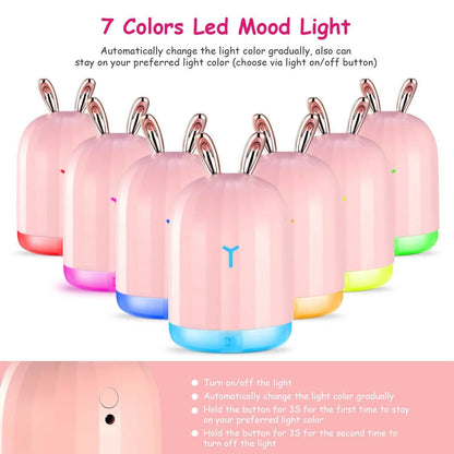 220ml Cool Mist Humidifier Ultrasonic Air Diffuser Atomizer with 7 Color
