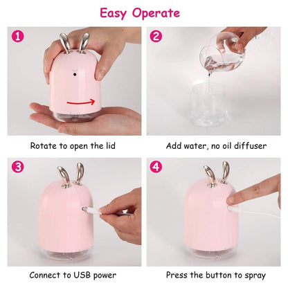 220ml Cool Mist Humidifier Ultrasonic Air Diffuser Atomizer with 7 Color