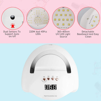 220W UV LED Nail Lamp Gel Polish Dryer