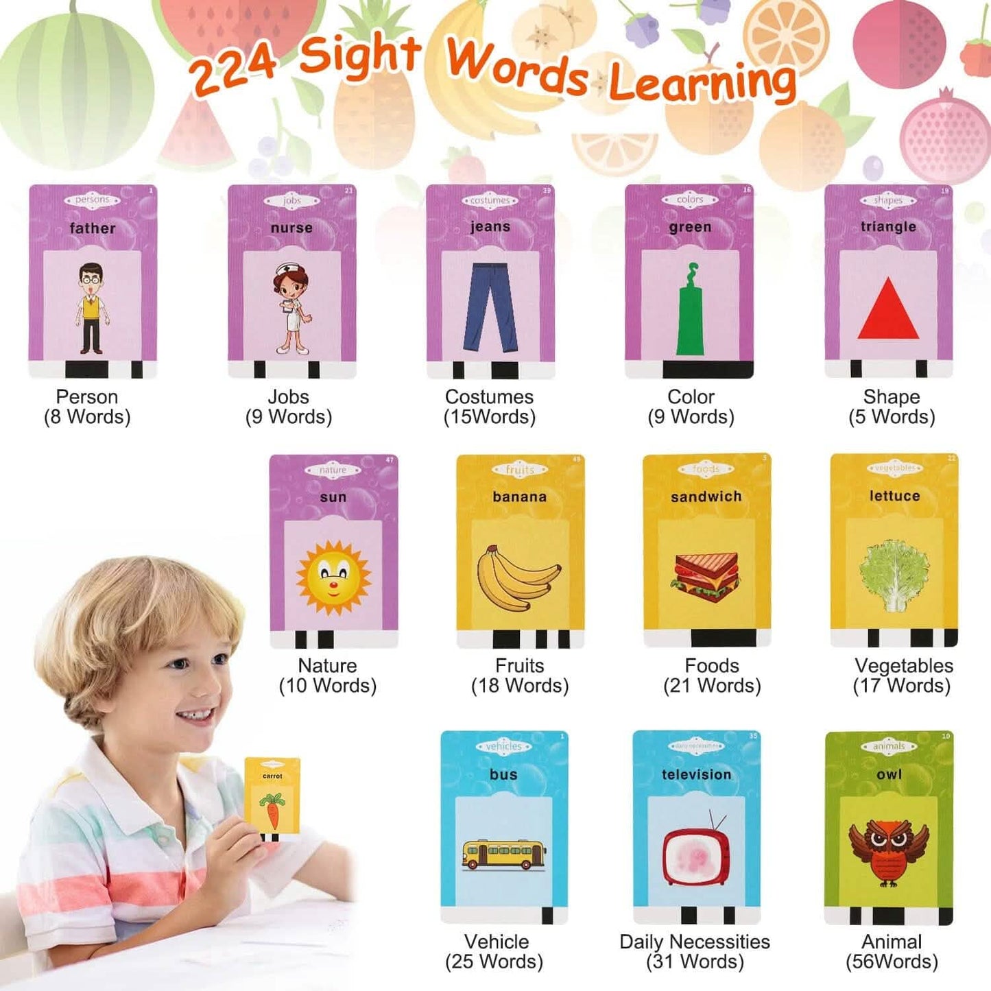 224 Words Kid Flash Talking Cards