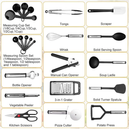 23-Piece Set: Kitchen Utensil Set Stainless Steel Nylon