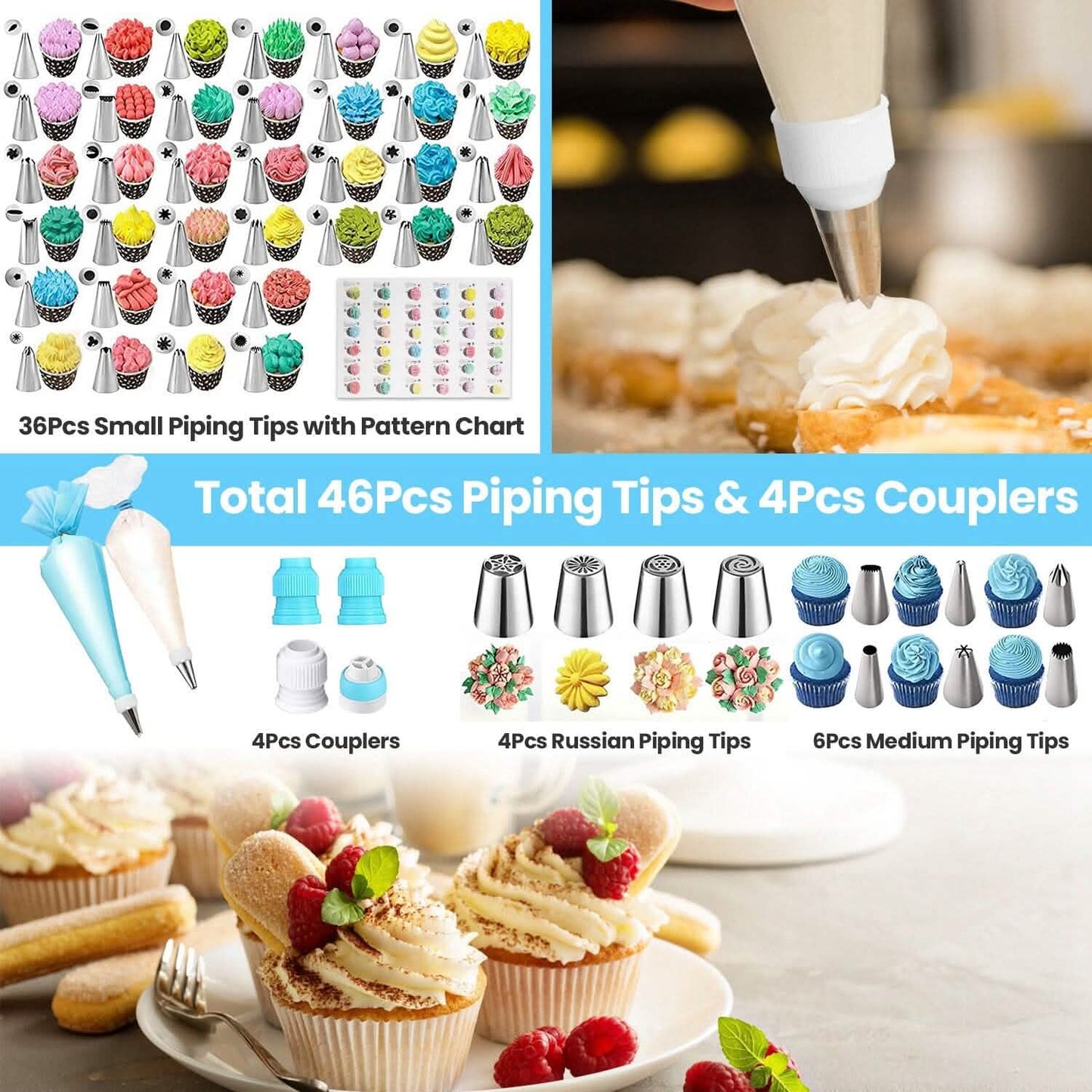 236-Pieces: Cake Decorating Kit Baking Tool with Piping Tips Couplers