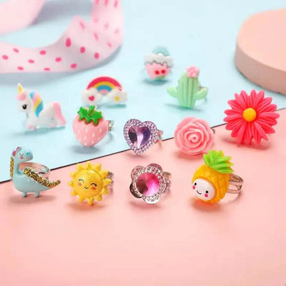 24 Adorable Pink Sheep Little Girl Jewel Rings