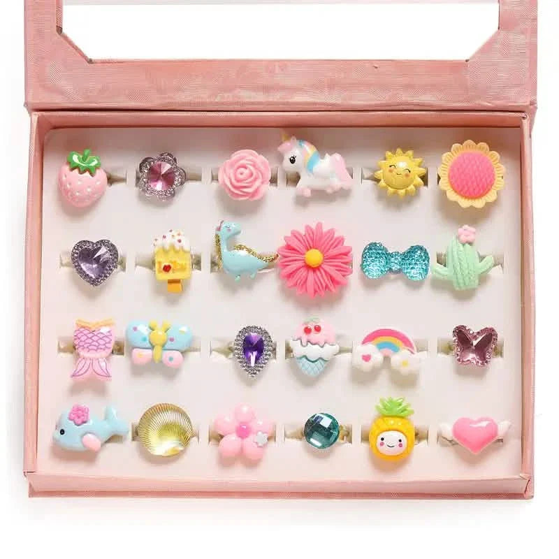 24 Adorable Pink Sheep Little Girl Jewel Rings