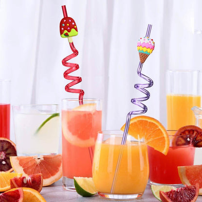 24-Pack: Reusable Ice Cream Straws for Birthday Party Supplies