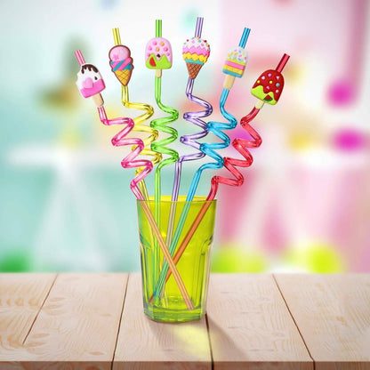 24-Pack: Reusable Ice Cream Straws for Birthday Party Supplies